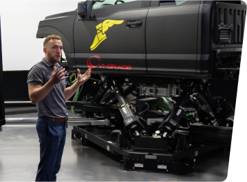 Associate Infront of a Vehicle Simulator