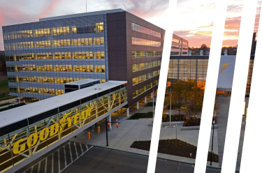 Goodyear Headquarters with sunset