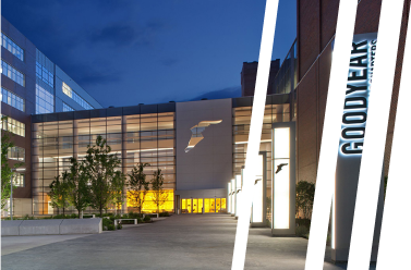 Outside of Akron Headquarters at Night