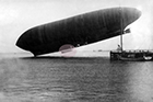 The Airship Akron, circa 1911, with the lifeboat attached.