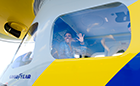 Robin Roberts, co-anchor of ABC TV's "Good Morning America" in the gondola of The Goodyear Tire & Rubber Company's newest blimp, Wingfoot One. Roberts christened the new blimp on August 23, 2014.