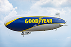 The Goodyear Blimp flying in Milan, Italy (2021)