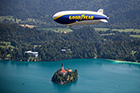 The Goodyear Blimp flying over Lake Bled in Slovenia (2021)