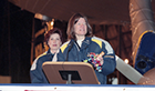 Astronaut Sally Ride christens the Goodyear Blimp "Spirit of Goodyear"