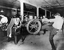 There is almost unimaginable contrast between tire manufacturing in the early days at The Goodyear Tire & Rubber Company and the computer-operated, highly technical plants that produce today's Goodyear tires.  Automobile tire production began in 1899 and by 1916 Goodyear was the world's largest tire and rubber company.