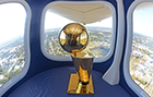 Sitting in the rumble seat of Wingfoot Two, the 2016 NBA Championship Larry O'Brien trophy, won by the Cleveland Cavaliers in a rugged post season battle with the Golden State Warriors, gets the best view out the back window.
