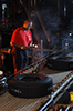 Steam rises from freshly cured tires at a Goodyear Tire & Rubber Company manufacturing facility.