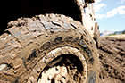 The Goodyear Wrangler MT/R tire has Kevlar-reinforced sidewalls that help increase sidewall puncture resistance by 35 percent, compared to its predecessor, and its wraparound tread offers enhanced traction in deep mud, sand and rocks.
