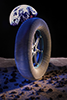 The Goodyear Tire & Rubber Company and NASA have developed an airless "spring tire" to transport large, long-range vehicles across the surface of the moon. The tire uses 800 load bearing springs rather than rubber and air.